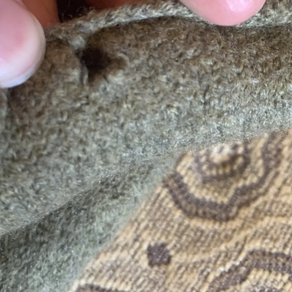 Green O/S Wool eskandar Crewneck Sweater with 3/4 sleeves - Picture 5 of 10